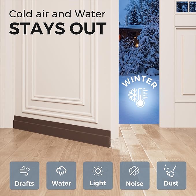 Grotheory 2 Pack Door Draft Stopper, Door Sweep, Weather Stripping Seal | - Image 2