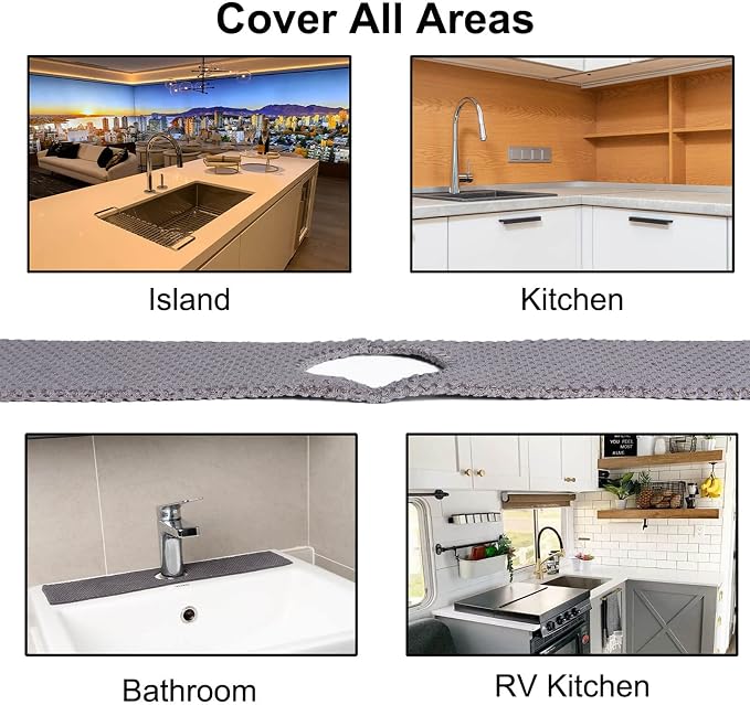 28'' Extended Kitchen Sink Faucet Absorbent Mat, Fabric | Sink Splash - Image 6