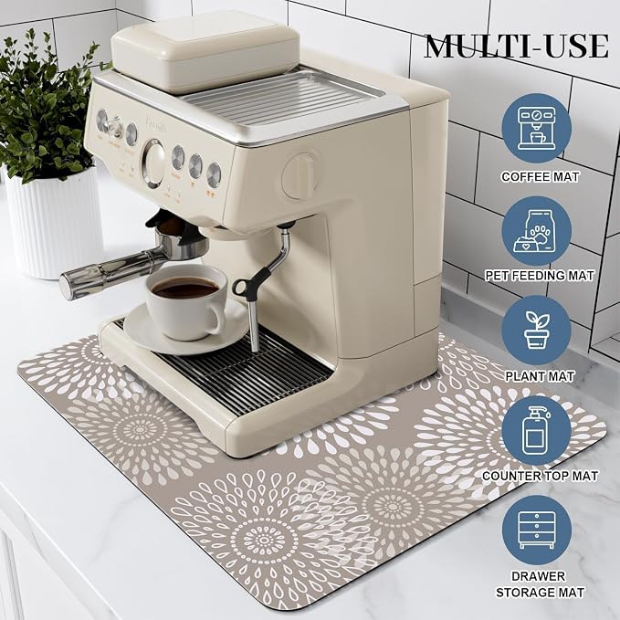 Dish Drying Mat Absorbent Kitchen Counter Mat Rubber Backing Draining Mat | - Image 3