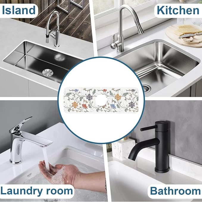 Faucet Mat for Kitchen Sink Absorbent Splash Guard Bathroom 15.5"X5.5" - Image 7