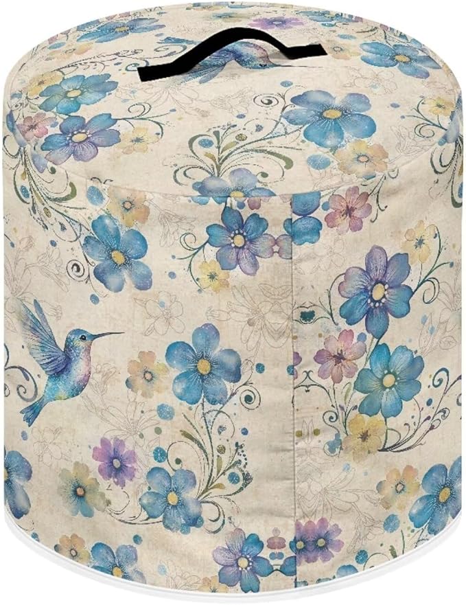 Xoenoiee Blue Hummingbird Floral Print Pressure Cooker Cover for Instant Pot, Kitchen Appliance Dust Cover with Pockets for Rice Cooker Air Fryer Slow Cooker, for 8 Qt Pot