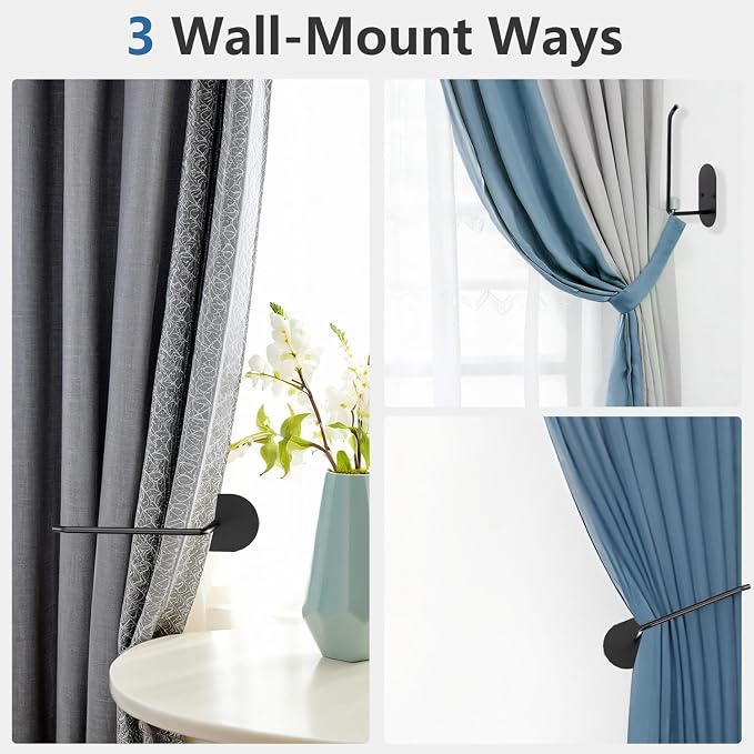 2 pcs Curtain tiebacks Hooks Screw-in, Curtain holdbacks Wall Mounted, Curtain - Image 6