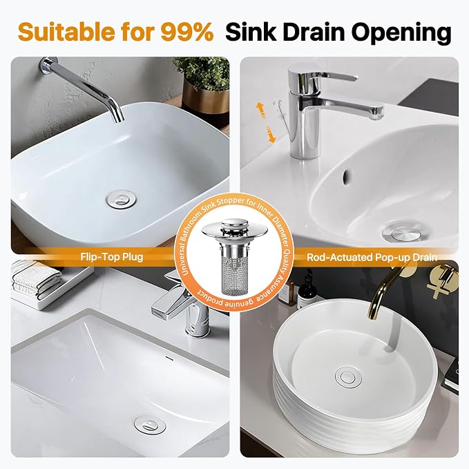4Pack Bathroom Sink Drainer Hair Catcher, Pop Up Sink Drain Stopper - Image 5