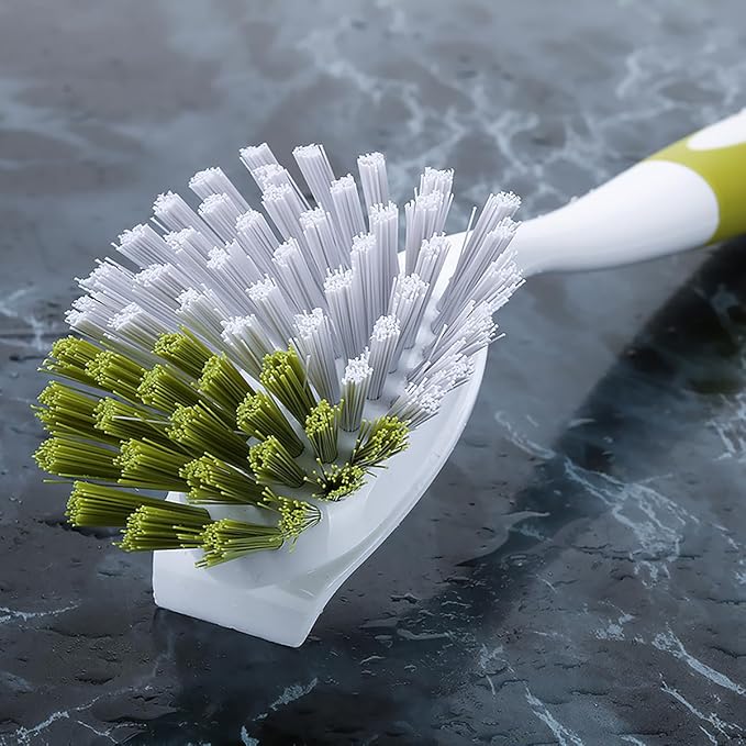 Dish Brush with Handle, Stiff Bristles Dish Scrubber - Image 4