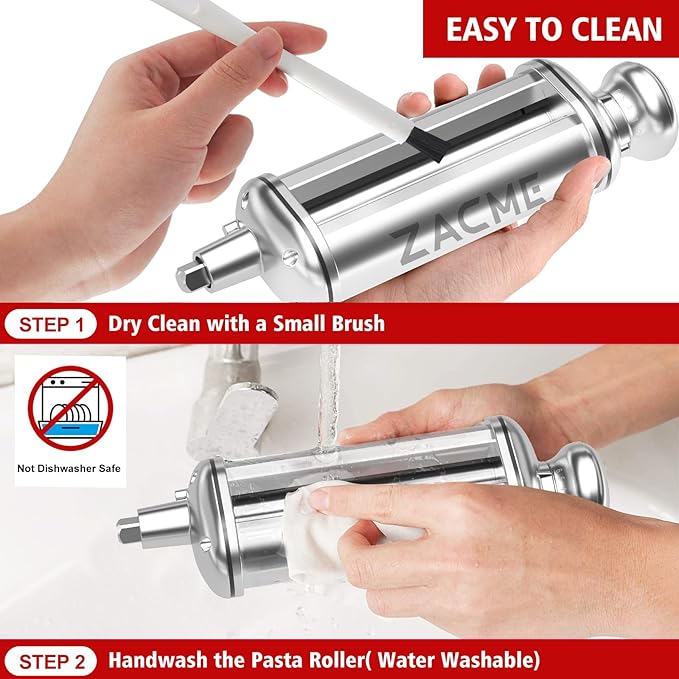 Pasta Roller for Kitchenaid Stand Mixer, Stainless Steel pasta roller attachment with 8 Adjustable Thickness Knob, Dough Pasta Roller pasta roller attachment for Raviolis Pasta