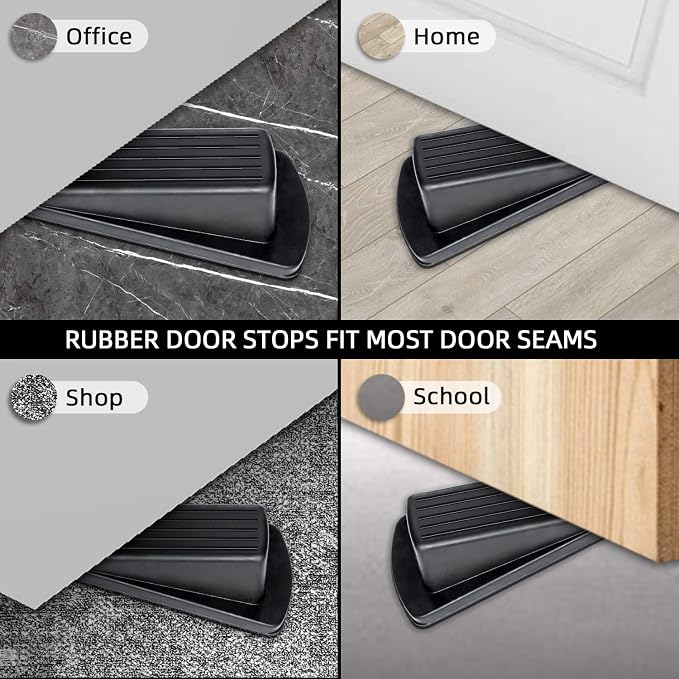 Door Stoppers, 4 Pack Premium Rubber Stoppers Wedge, Stops - Image 2