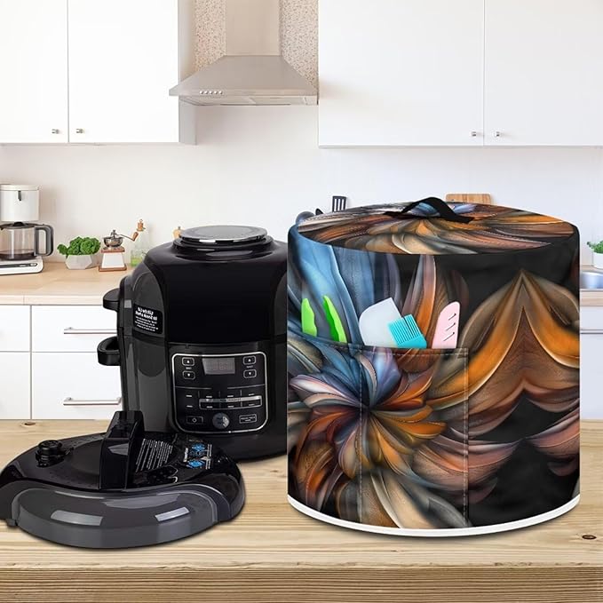 Boho Floral Pressure Cooker Cover for Women Dust-proof Cover for Rice Cooker Air Fryer Kitchen Appliance Covers with Top Handle and Pocket Home Kitchen Decor Gifts for Friends