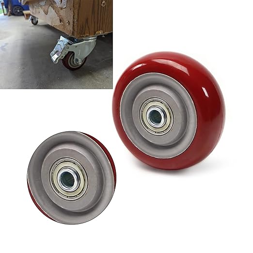 4 PCS 3.5INCH Caster Wheels Red Heavy Duty Plate Shelf Replacement Wheels for Platform up to 308 LBS/140KG
