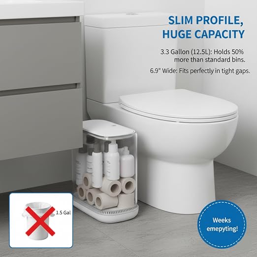 Dog Proof 3.3 Gal Slim Bathroom Trash Can - Image 6