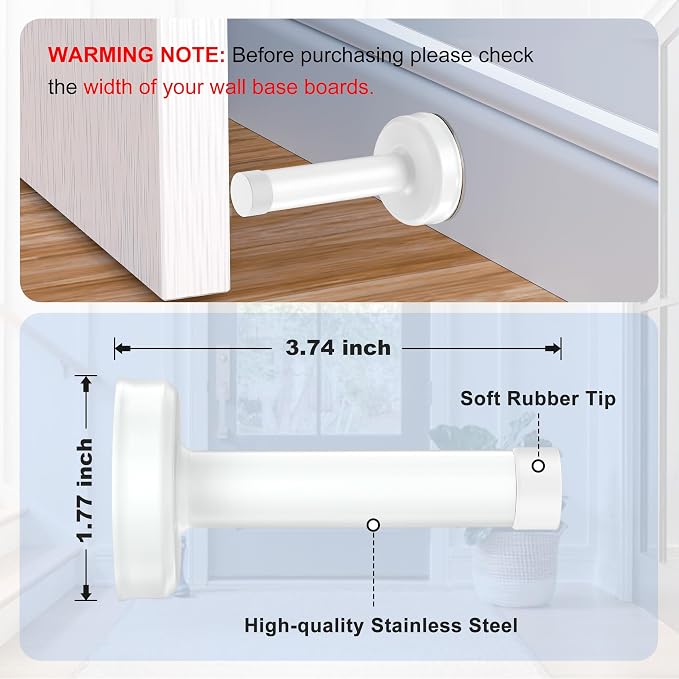 6 Pack Door Stops, Stainless Steel Door Stoppers, No Drilling Door Stops - Image 3