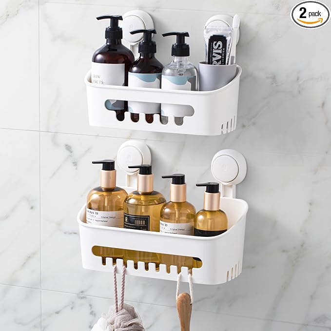 LEVERLOC Shower Caddy Suction Cup, Shower Organizer Bathroom Shelf by LEVERLOC