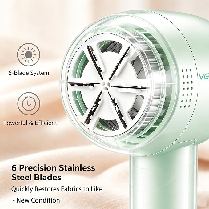 VGR 813 Rechargeable Fabric Shaver, 6-Blade Lint Remover, at home or while - Image 3