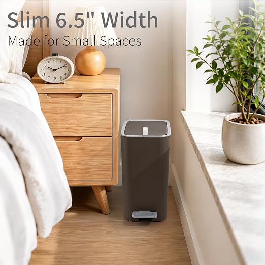 Small Bathroom Trash Can with Lid, 2.1 Gallon Slim Step Trash Can, Narrow - Image 6
