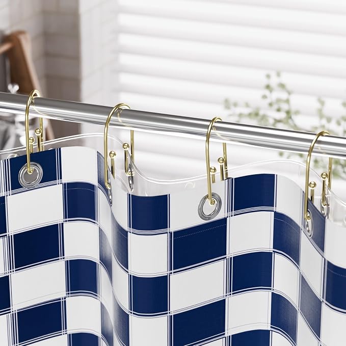 AmazerBath Shower Curtain Hooks, Non-Slip Simple Double Hook Shower Curtain - Image 6
