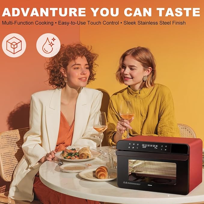 ROBAM Toaster Steam Combi Oven, Countertop Air Fryer 20-in-1 Oven with Convection & Grill, Stainless Steel Interior, 3-Layer Insulated Glass Door, 3 Steam Modes, 30 Built-In Recipes (White)