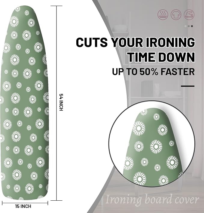 Extra Thick Ironing Board Cover and Pad, 15x54 Ironing Board Cover, Resist - Image 2