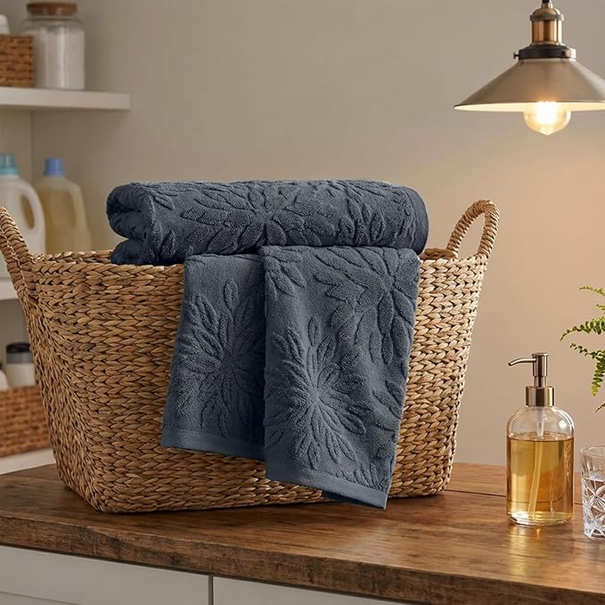 Artoid Mode 1 Pc Grey 3D Dahlia Floral Jacquard Hand Towels - Image 5