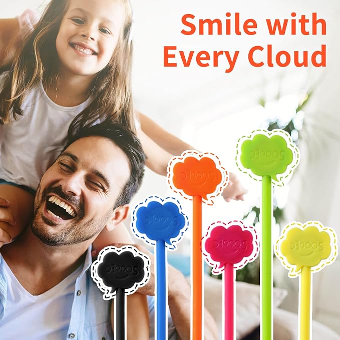 SOOOEC Magnetic Cable Ties 24 Pack, Cute Cloud 7.2" Silicone 8 Colors | Strong - Image 4