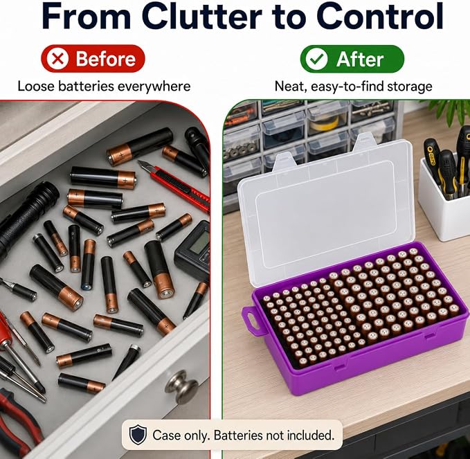 Xuerdon 134-Slot Battery Organizer Storage Case - Image 3