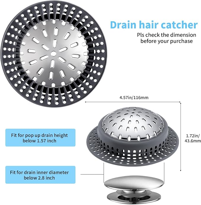 Aluvor Bathtub Drain Hair Catcher Shower Drain Cover Sink Drain Protector | - Image 2