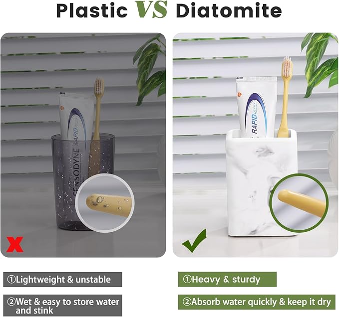 Luxspire Toothbrush Holders, Diatomite Toothbrush Cups - Image 5