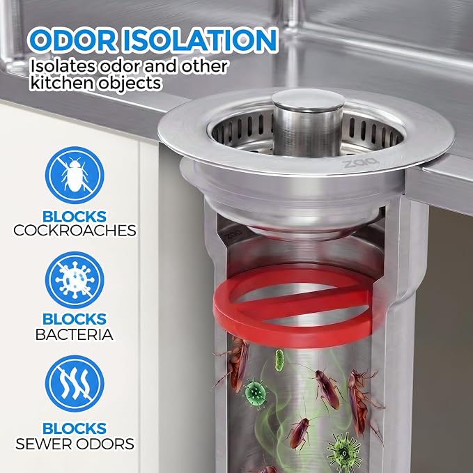 ZAA 3-in-1 Kitchen Sink Drain Strainer, 304 Stainless Steel Sink Stopper - Image 5