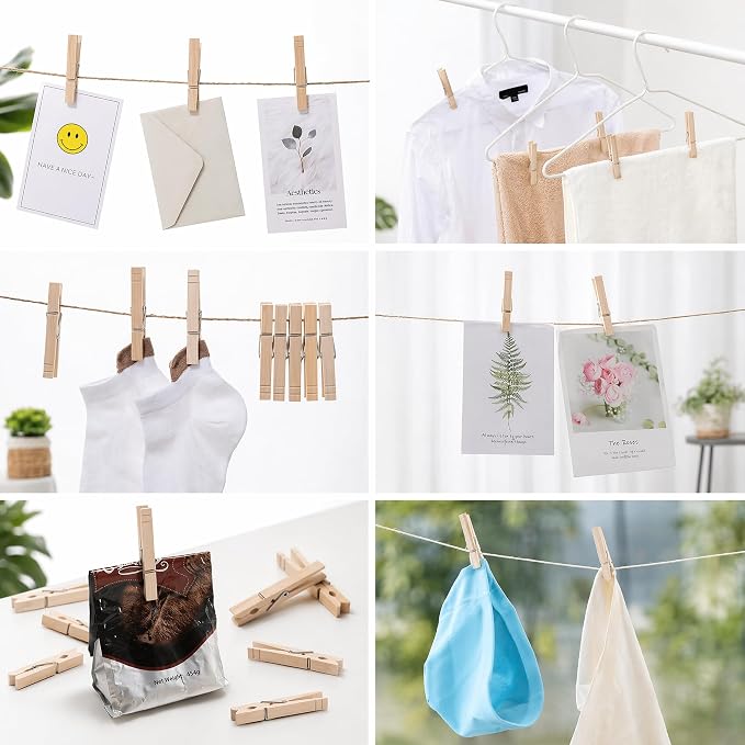 Clothes Pins Wood for Hanging Clothes, 3.5 Inch【100pcs】 Heavy Duty Wooden - Image 3