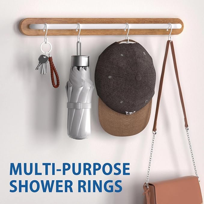 Goowin Metal Shower Curtain Hooks Rings, S Shape Metal Shower Curtain Rings - Image 6