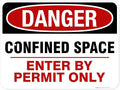 Danger Confined Space Enter By Permit Only Sign, 18x24 Inches, 55 mil thick HDPE (high density polyethylene), Made in USA by My Sign Center