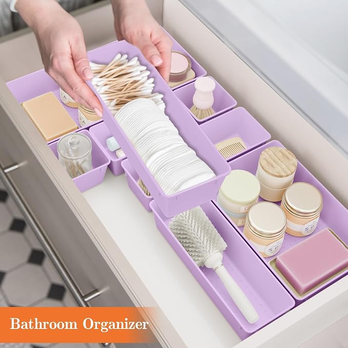 SpaceHacks 25 PCS Plastic Drawer Organizer, 4-Size Versatile Organizer Trays & - Image 6