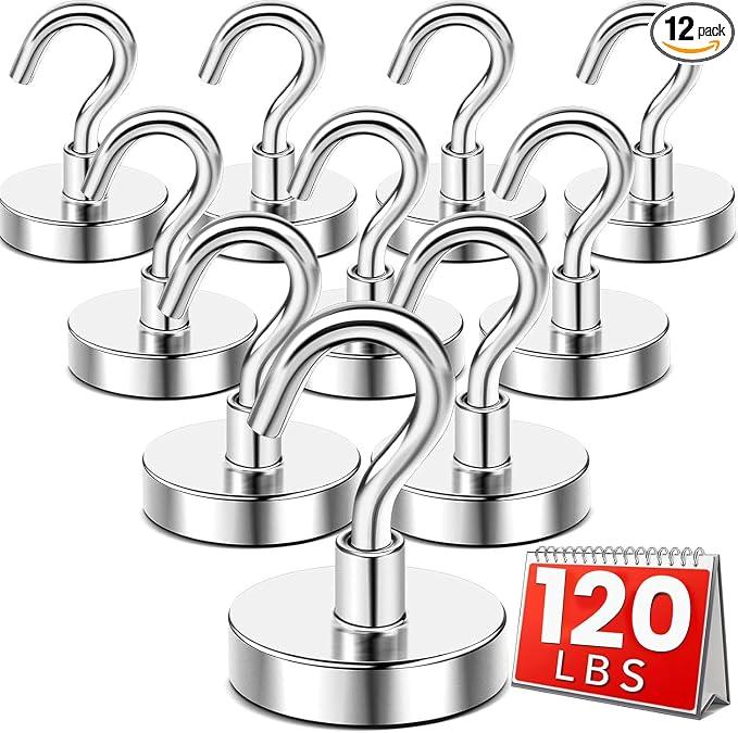 DIYMAG Magnetic Hooks 12pcs 120lbs Cruise Essentials 2026 Magnet Hook by DIYMAG