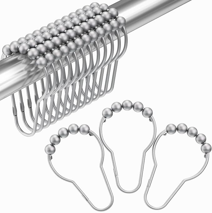 Shower Curtain Hooks, Decorative Shower Curtain Hooks Rust Proof Stainless by Amazer