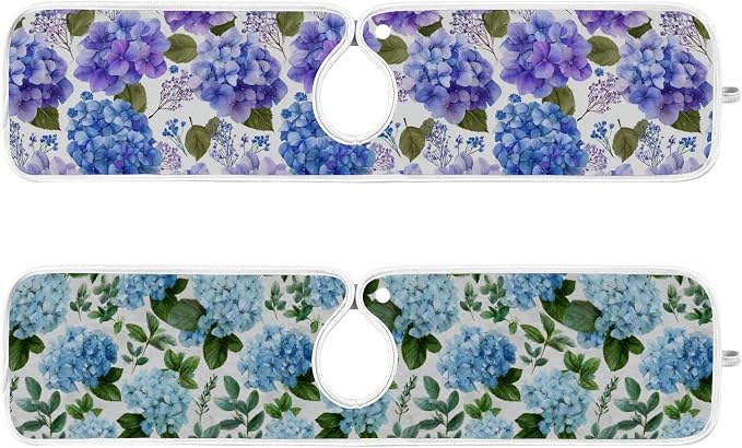 Purple Hydrangea Herb Vintage Blue Sink Mat - Image 3