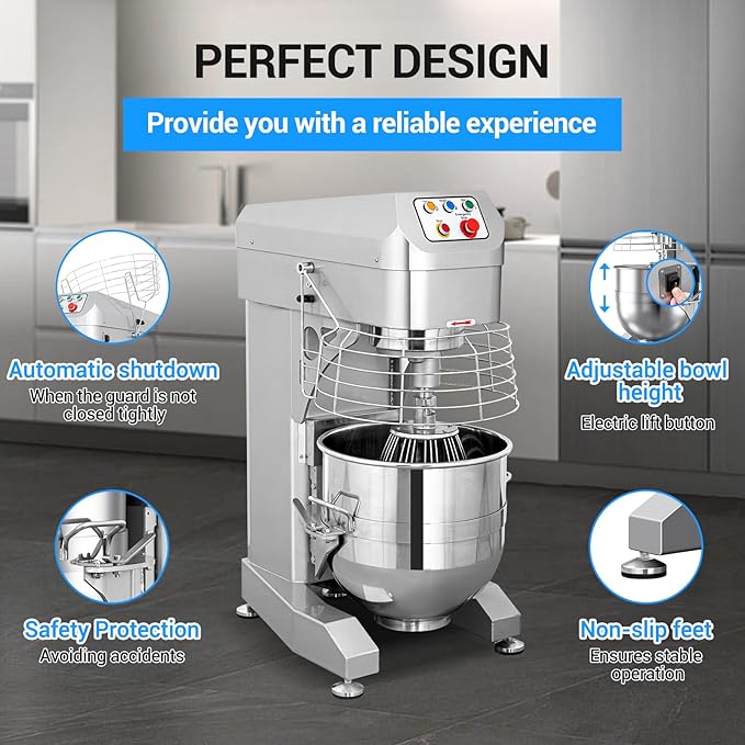 60Qt Commercial Food Mixer, 3500W Heavy Duty Dough Mixer 3-Speeds Adjustable,Electric Commercial Stand Mixer with Stainless Steel Bowl for Kitchenaid Bakery and Pizzeria,220V