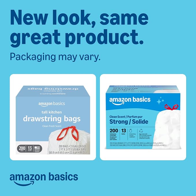 Amazon Basics Scented Trash Bags, Tall Kitchen Drawstring, Clean Fresh Scent - Image 2