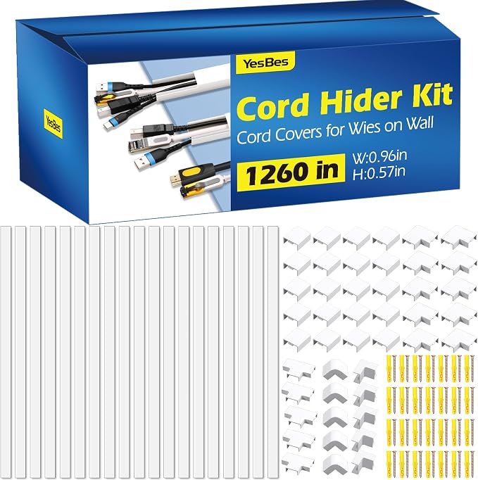 1260in Cord Hider Kit, Cord Covers by YesBes