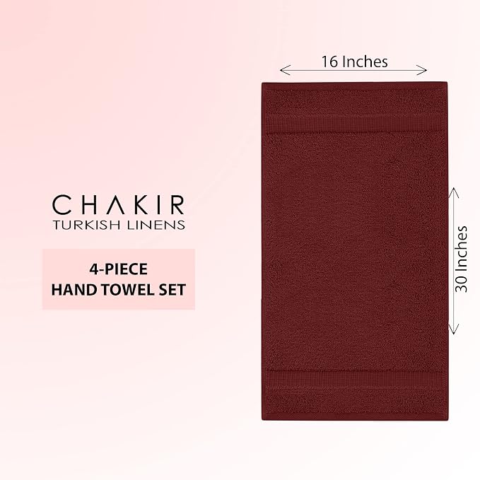 Chakir Turkish Linens 100% Cotton 4-Pack Hand Towels 16x30, Cranberry | Premium - Image 4