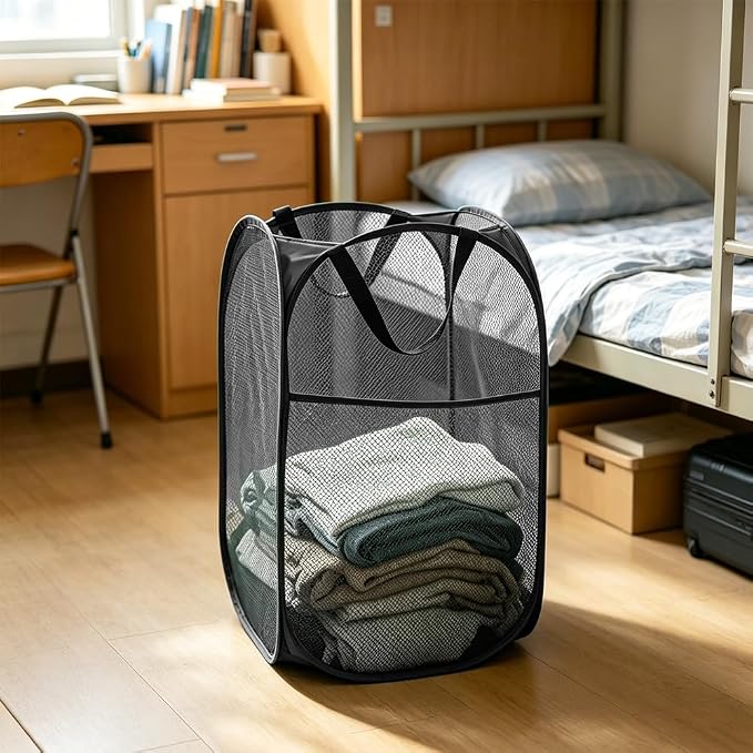 Larpur Popup Mesh Laundry Basket, Collapsible and Portable Clothes Washing - Image 5
