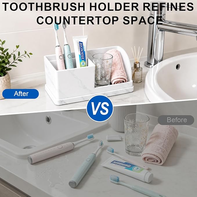 Bathroom Toothbrush Holders, 4 Slots Silicone Counter Organizer Storage - Image 5