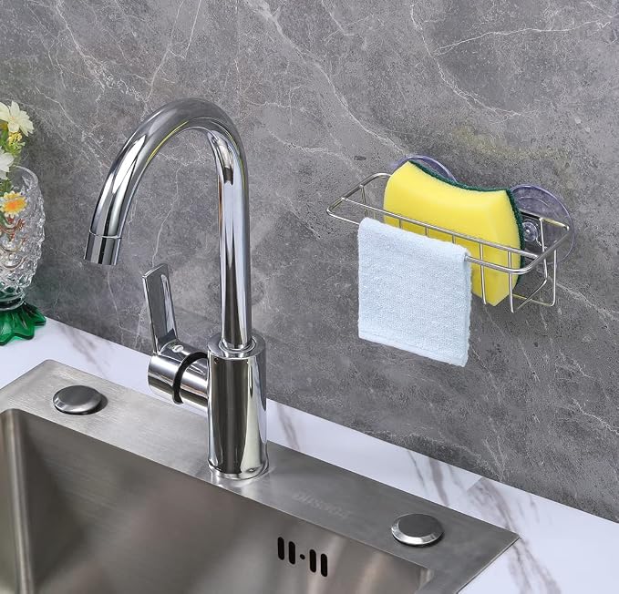 TESOT Sink Caddy Sponge Holder for Kitchen Sink Dish Cloth Hanger 2 Suspension - Image 7