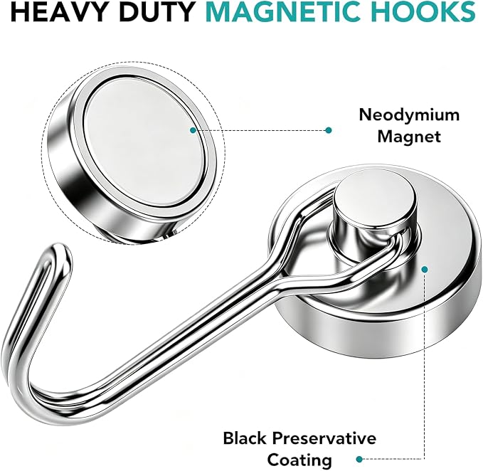 DIYMAG Magnetic Hooks, 80LBS Heavy Duty 16 Pack 2026 Cruise Ship Essentials - Image 4