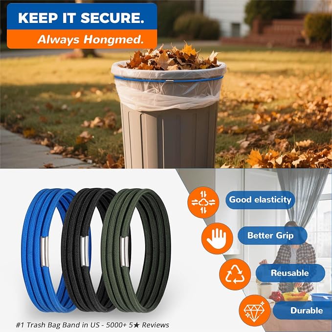 Trash Can Bands Set of 3, Fits 32 to 55 Gallon Cans, Large Elastic Rubber Bands - Image 6