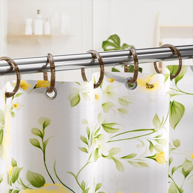 Amazer Plastic Shower Curtain Rings, O Shape Amber Brown Shower Curtain Hooks - Image 8