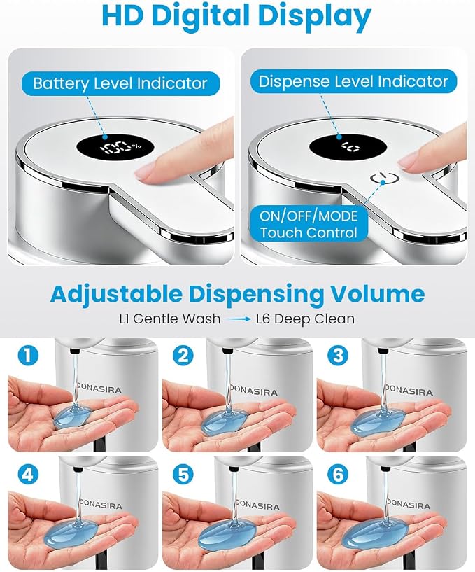 Touchless Automatic Liquid Soap Dispenser, Rechargeable Silver | 410 mL - Image 3