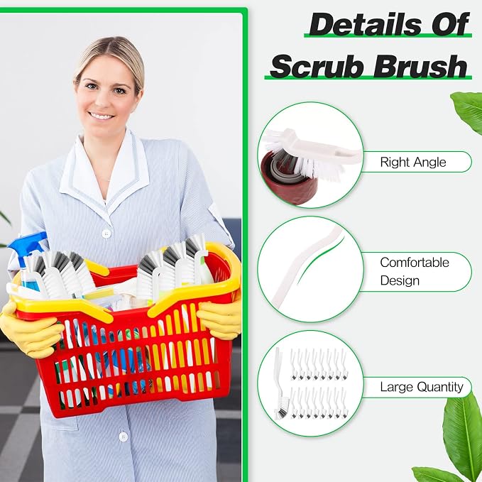 Yinkin 24 Pcs Kitchen Scrub Brushes Cleaning, Right Angle Mini - Image 3