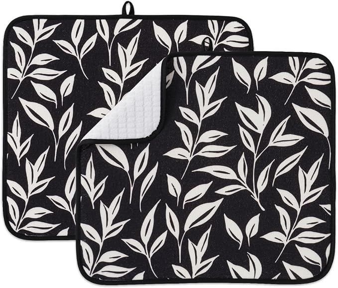 FRESHMINT Dish Drying Mats 2 Pack, Verdant Leaves | Quick Dry, Ultra Absorbent by FRESHMINT