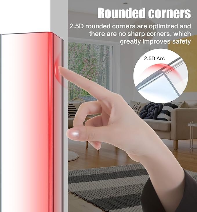 Wall Corner Protector, Walls Edge Protector, Self-Adhesive Wall Corner Guards, PVC Double Side Edge Protector, Furniture Stairs Guard (Clear, 2pcs x 47.2" L x 1.97" W)