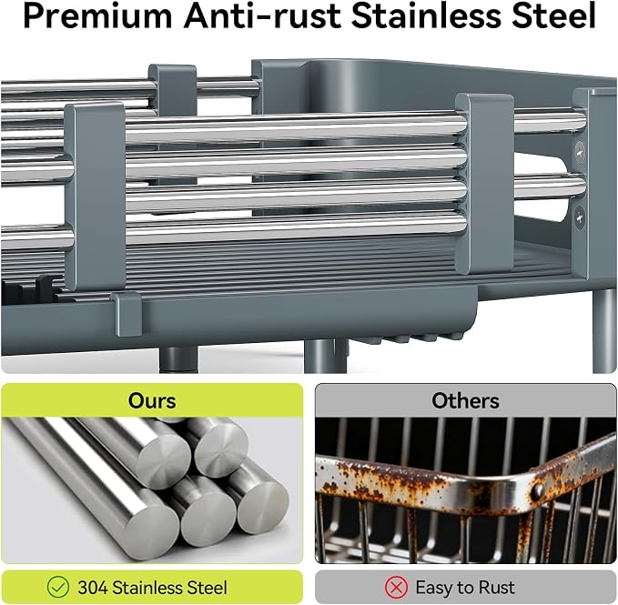 Urackify Extendable Stainless Dish Drying Rack - Image 8