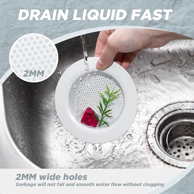 Retisee 2 Pcs Kitchen Sink Drain Strainer 4.4 Inch, Porcelain White - Image 5