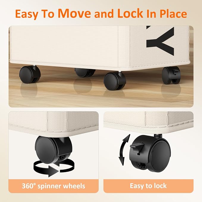 Optish 90L Laundry Basket with Wheels, Rolling Hamper with Removable Bag - Image 4